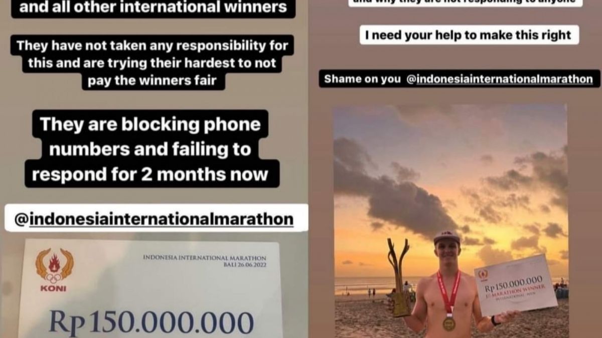 Unggahan Jack Ahearn tentang keluhannya terhadap Indonesia International Marathon [Instagram]