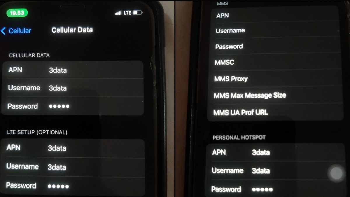 Tangkapan Layar Contoh Pengisian Data Personal Hotspot pada Iphone [Dok Yanti Agustjik]