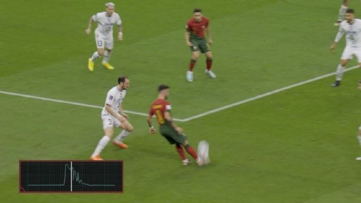 Gambar FIFA dan Adidas memperlihatkan umpan silang Bruno Fernandes kepada Cristiano Ronaldo. adidas/FIFA
