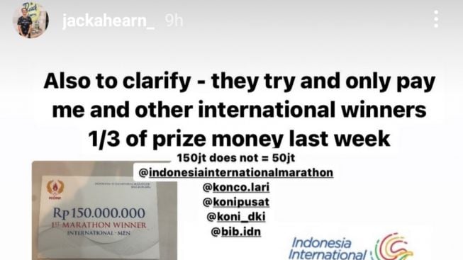 CEK FAKTA: Pemenang Maraton Asal Australia yang Tidak Dibayar Hadiah 150 Juta, Ditanggapi Penyelenggara Bahwa Hadiah Jadi 50 Juta. Dipotong Pajak 70%?