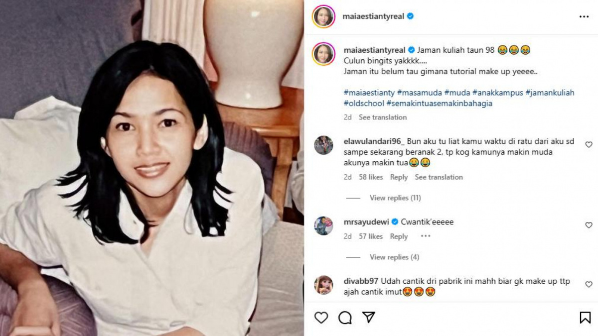 Foto jadul Maia Estianty saat kuliah [Instagram/@maiaestiantyreal]