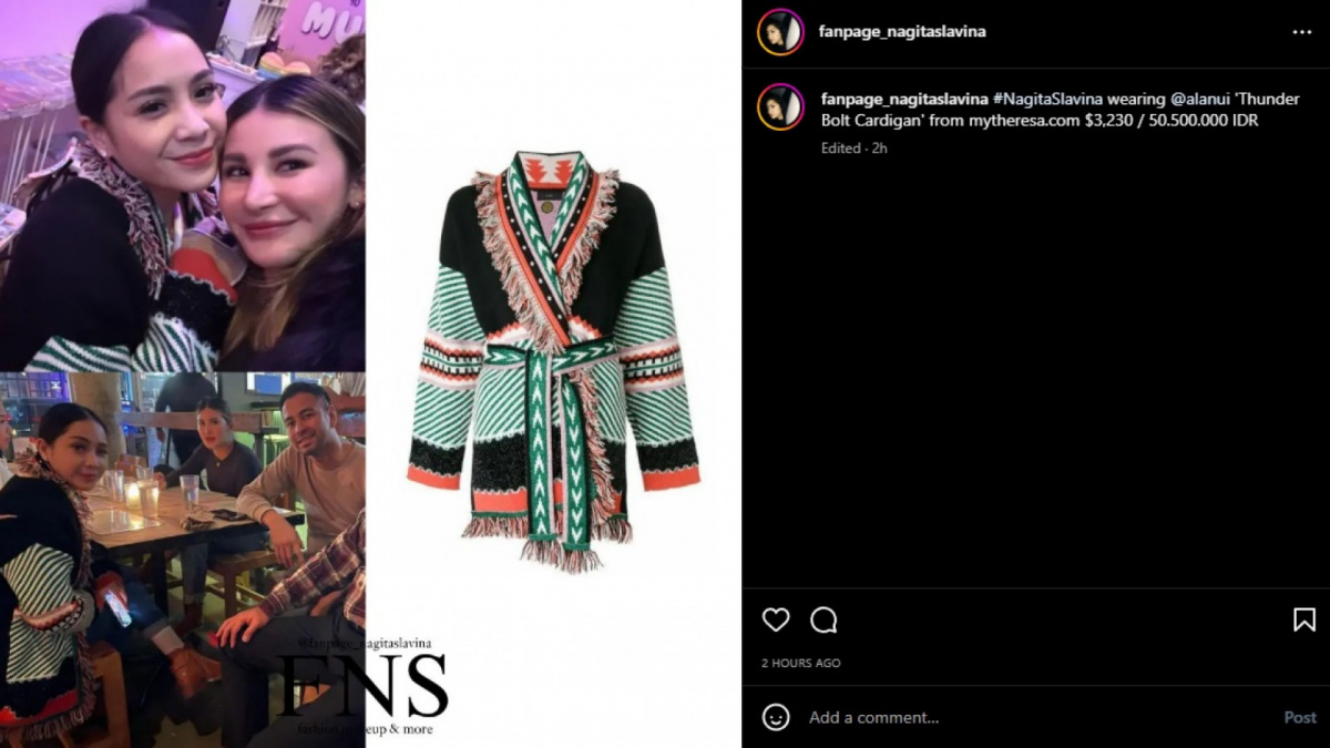 Cardigan Nagita Slavina Rp50 jutaan [Instagram/fanpage_nagitaslavina]