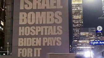 Billboard di New York Sidir Presiden Joe Biden, Salahkan Israel Atas Bom Rumah Sakit