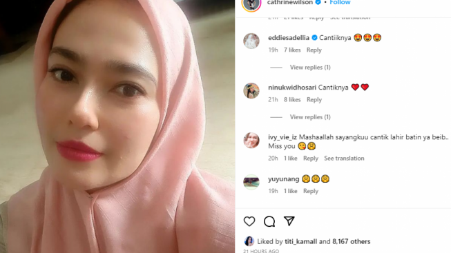 Sedang Proses Cerai, Catherine Wilson Dipuji Cantik Usai Posting Foto Pakai Hijab