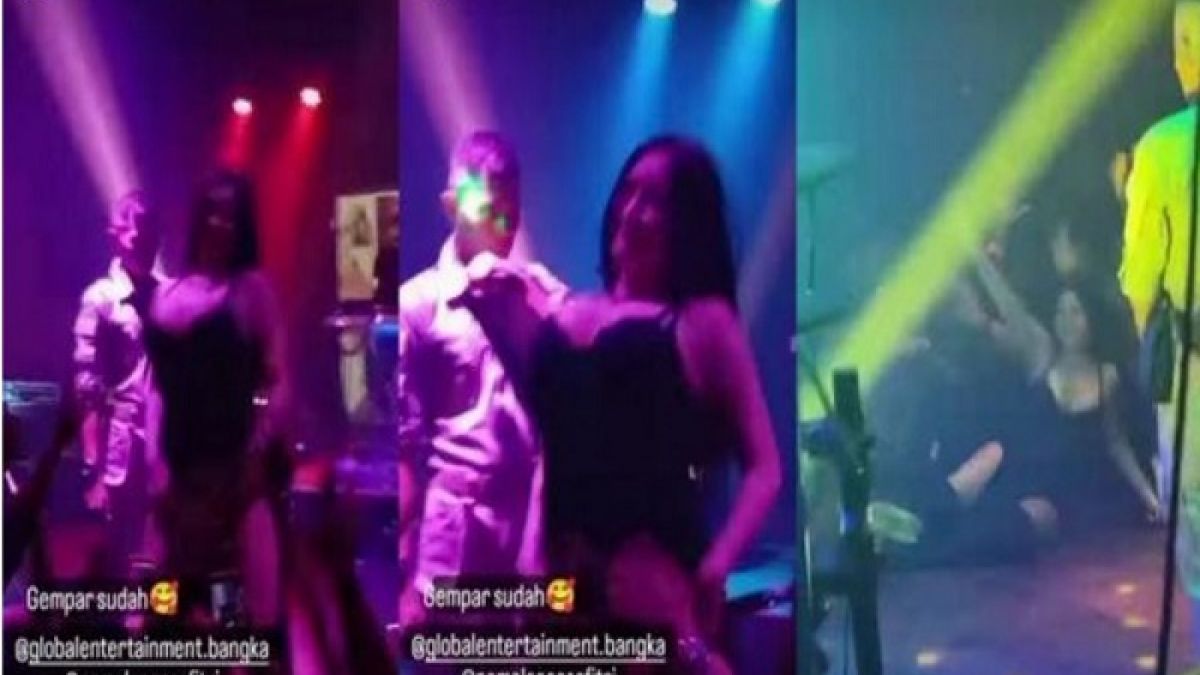 Pamela Safitri menggoyangkan panggung di Bangka Belitung dengan jogetan seksinya yang mengumbar dadanya. [instagram/@pamelaaaasafitri]