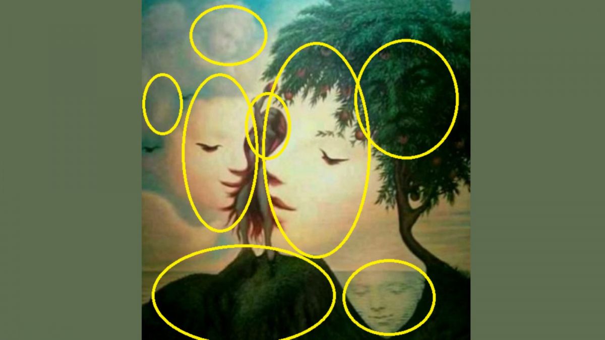 Ilustrasi jawaban tes kepribadian, menemukan wajah manusia. [Educadores Live]