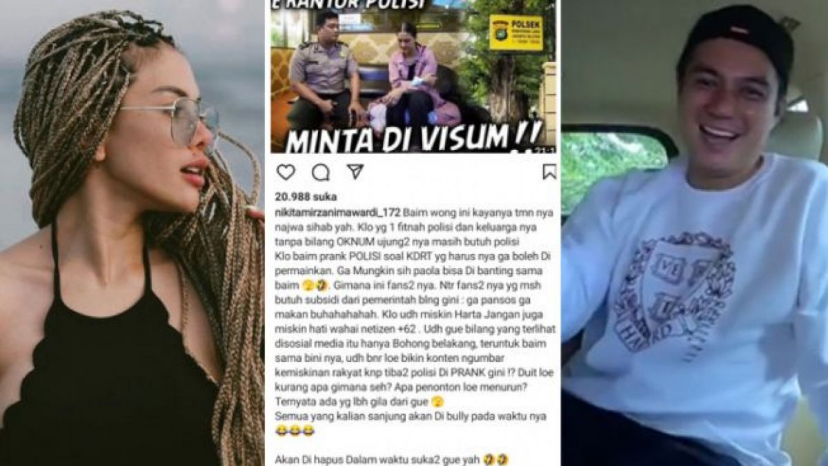 Komentar Nikita Mirzani terkait video prank KDRT Baim Wong dan Paula yang menjadi kontroversial. [denpasar.suara.com]