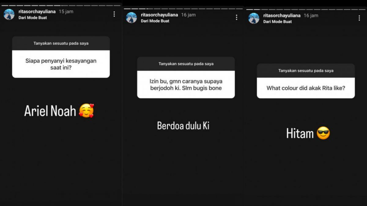 Tangkap layar Instagram Story di sesi tanya jawab AKP Rita [fresh.suara.com]
