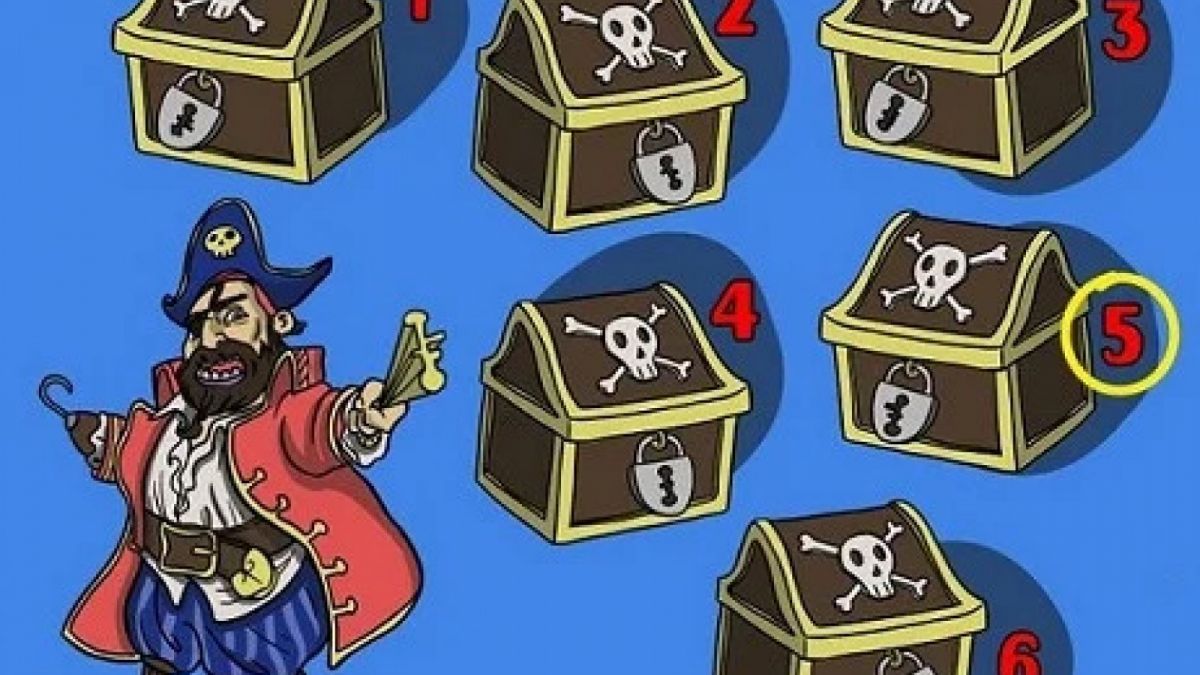 Jawaban tes IQ, kunci yang berada di tangan bajak laut sama dengan gembok yang ada pada peti nomor lima [Escola Educacao]