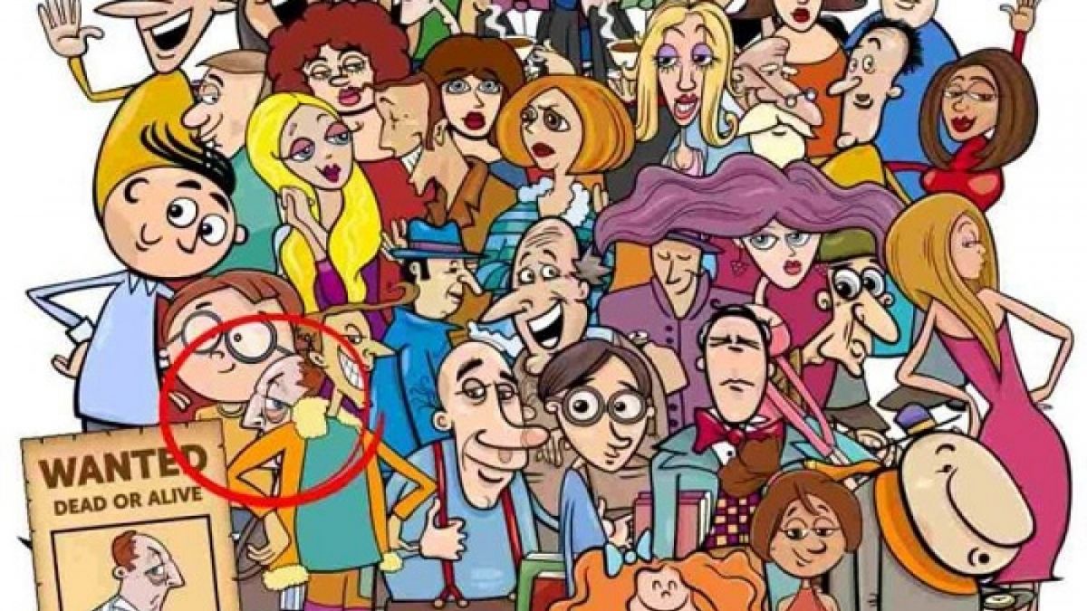 Jawaban tes IQ, lingkaran merah menunjukkan tahanan yang bersembunyi di antara orang-orang. [Escola Educacao]