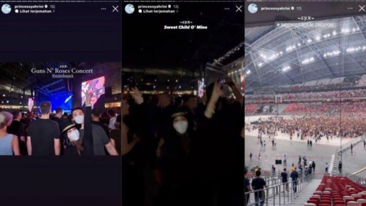 Syahrini tak tahan kegirangan usai Reino Barack ajak nonton konser Guns N' Roses di Singapura. [Instagram/princessyahrini]