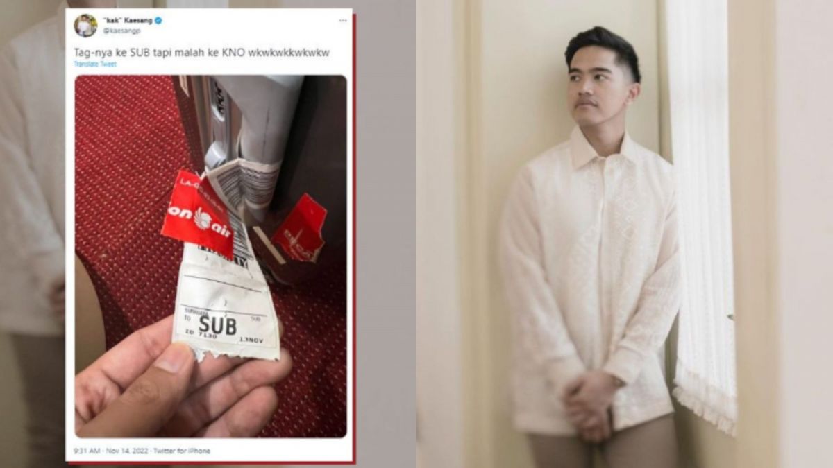 Kolase foto Kaesang Pangarep yang berhasil mendapatkan kopernya. [Instagram]