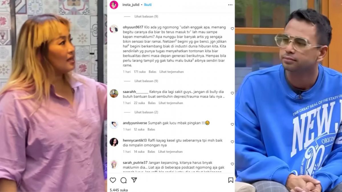 Kolase foto Pinkan Mambo yang tuai hujatan netizen di kolom komentar usai pengakuannya kepada Raffi Ahmad yang diduga mengada-ngada. [Instagram/insta_julid]
