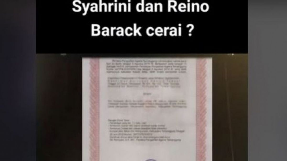 Foto akta cerai yang diduga milik pasangan Syahrini dan Reino Barack yang beredar dan viral di media sosial. [Suara.com]