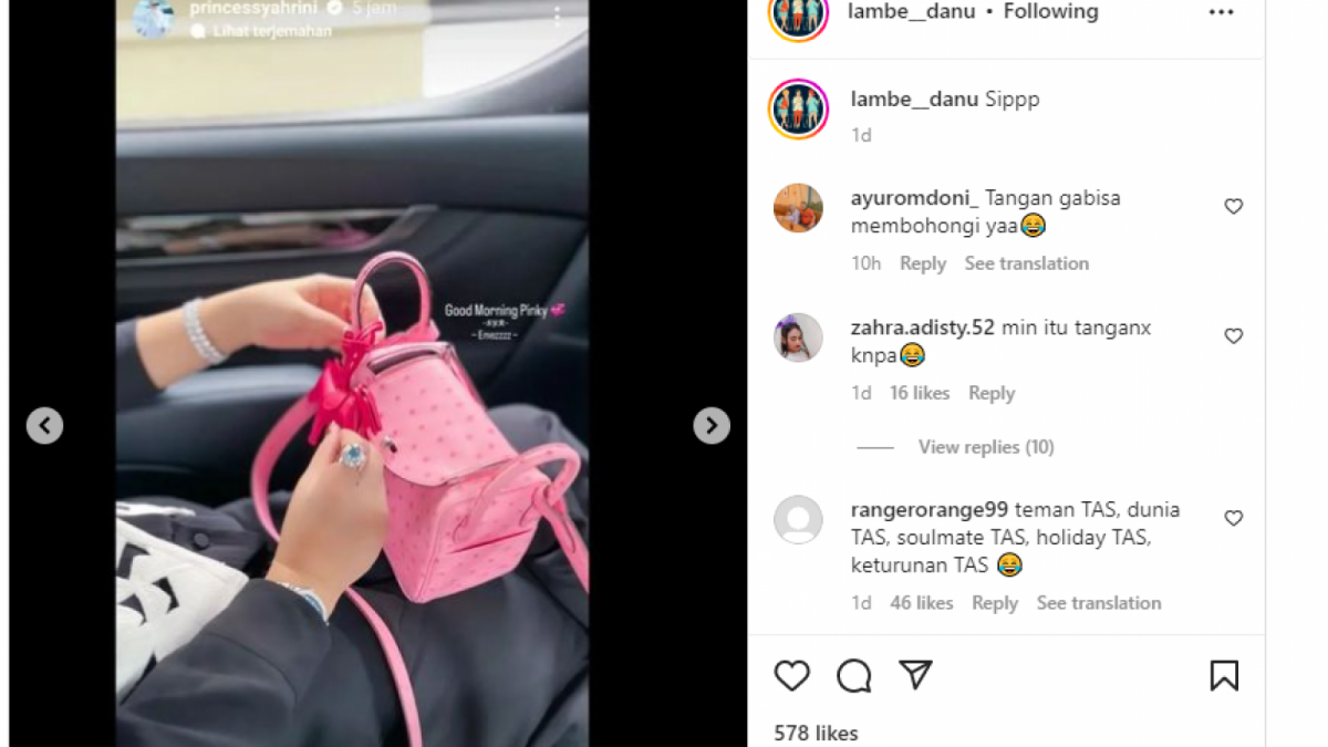 Screenshot tangan Syahrini [Instagram @lambe___danu,]