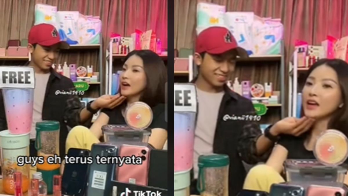 Betrand Peto sentuh dagu Sarwendah [TikTok @viciani1410]