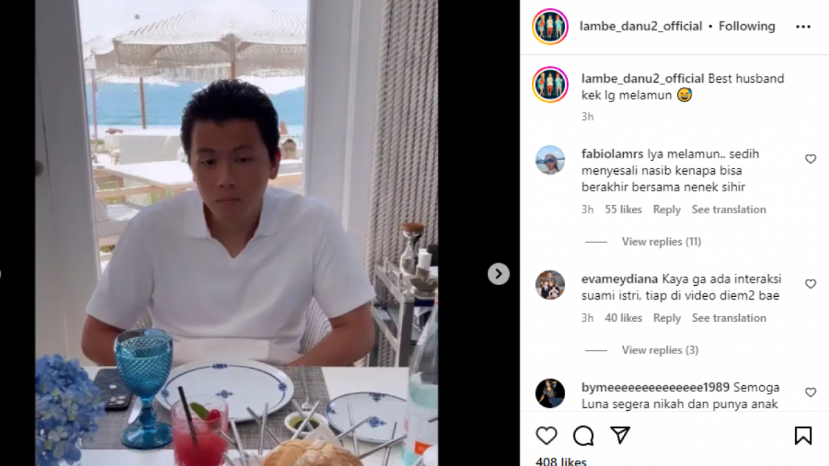 Momen Reino Barack melamun saat tengah makan bersama Syahrini [Screenshot Instagram lambe_danu_official]