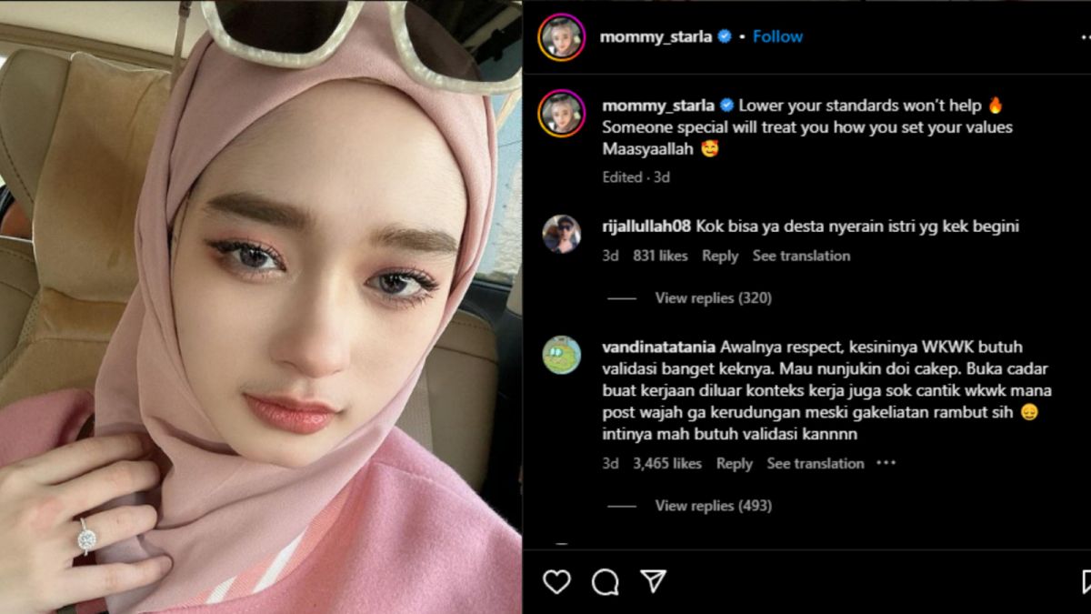 Postingan Inara Rusli yang ramai dikritik netizen. [(Instagram/mommy_starla)]