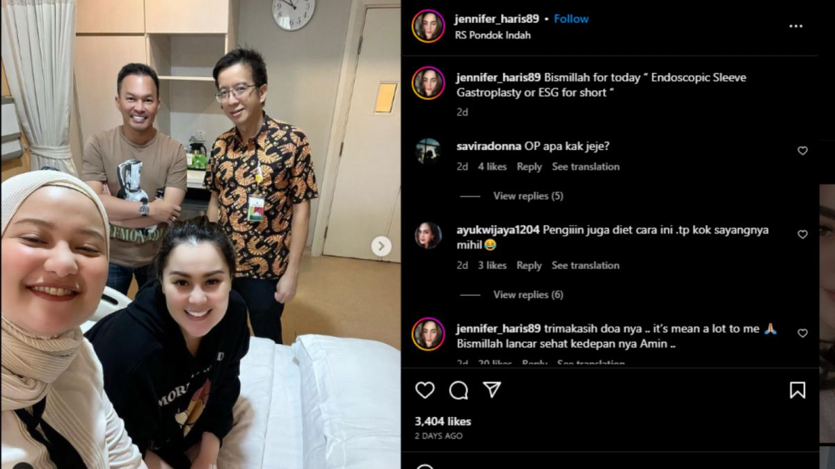 Postingan Jennifer Dunn yang akan melakukan operasi pada lambungnya. [(Instagram/jennifer_haris89)]