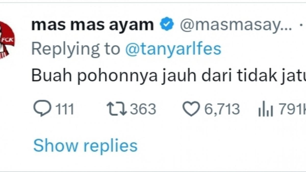 Cuitan netizen dalam akun Twitter @masmasayam [(Twitter  @masmasayam)]