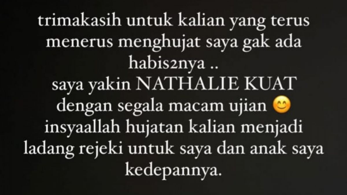 Postingan Story Instagram Nathalie Holscher (Instagram)