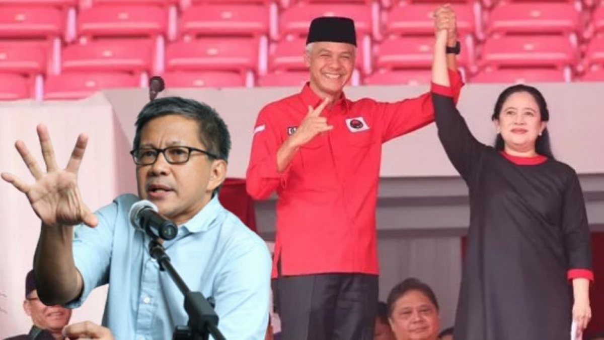 Kolase foto Rocky Gerung, Ganjar Pranowo, dan Puan Maharani. [pks/pdip]
